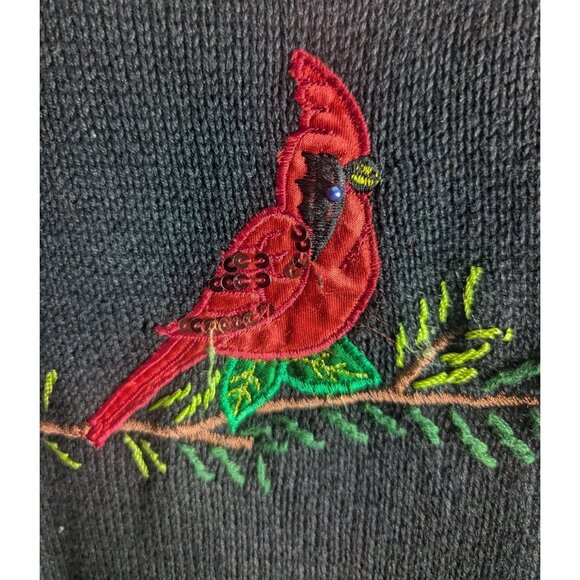 VTG Bobbie Brooks Winter Theme Sweater Vest Cardinals Embroidery & Beaded SZ XL - Picture 8 of 12